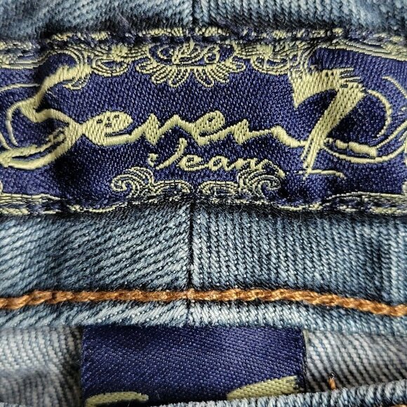 Seven7 Skinny Jeans Size 30 30X28 Blue Lightly Distressed Stretch Denim - Picture 4 of 11